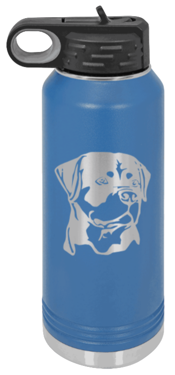 Rottweiler - 32oz Water Bottle Laser Engraved- Royal Blue