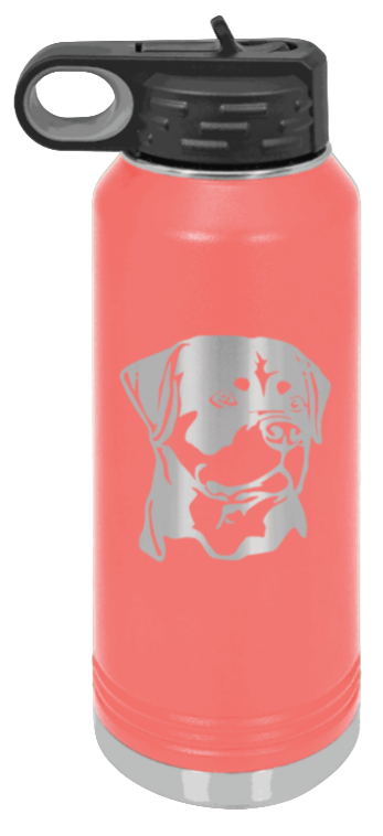 Rottweiler - 32oz Water Bottle Laser Engraved- Coral