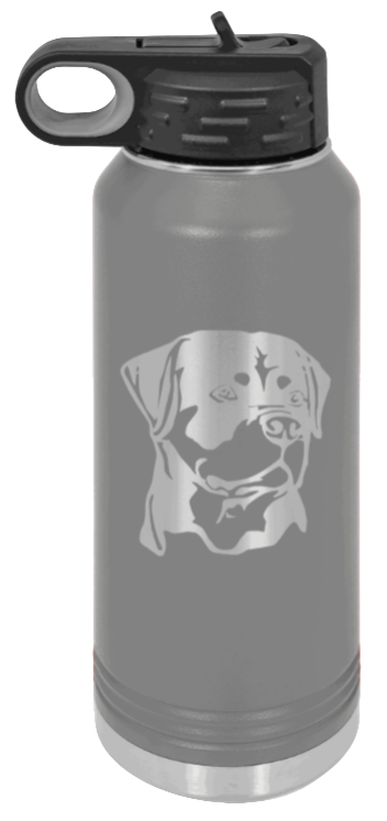 Rottweiler - 32oz Water Bottle Laser Engraved- Dark Grey