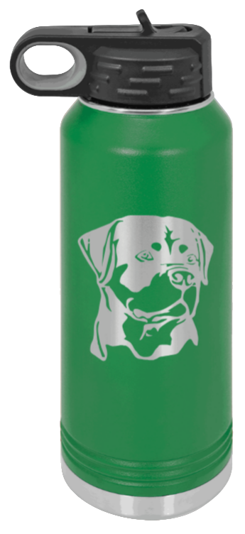 Rottweiler - 32oz Water Bottle Laser Engraved- Green