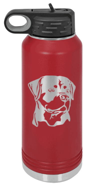 Rottweiler - 32oz Water Bottle Laser Engraved- Maroon