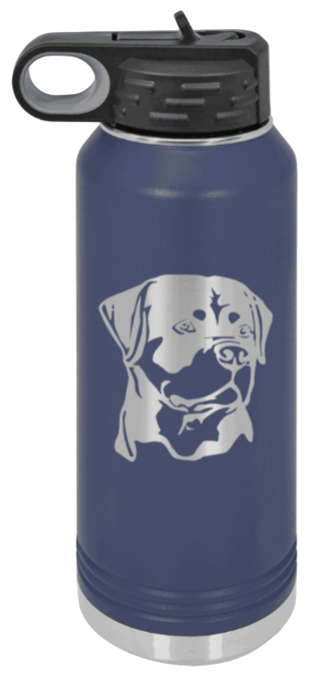 Rottweiler - 32oz Water Bottle Laser Engraved- Navy