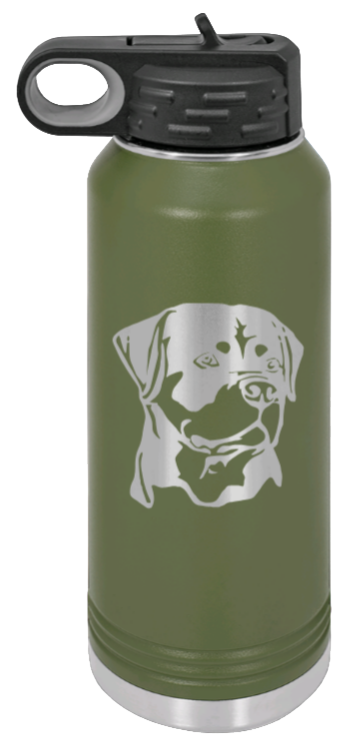 Rottweiler - 32oz Water Bottle Laser Engraved- Olive
