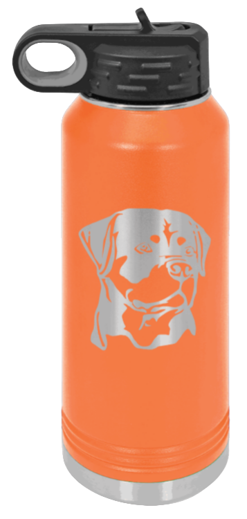 Rottweiler - 32oz Water Bottle Laser Engraved- Orange