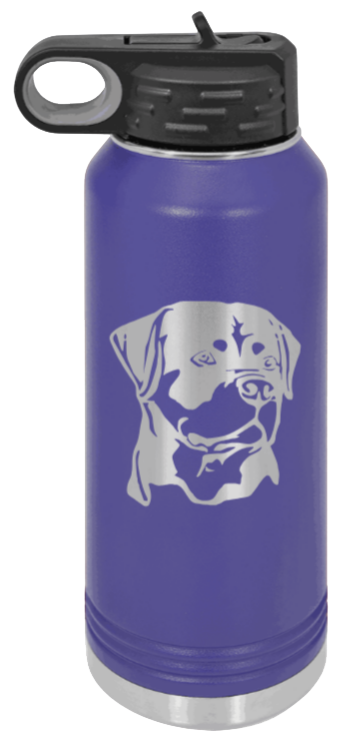 Rottweiler - 32oz Water Bottle Laser Engraved- Purple