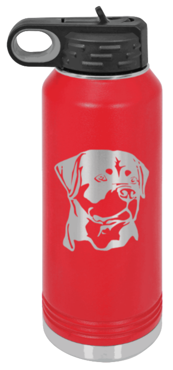 Rottweiler - 32oz Water Bottle Laser Engraved- Red