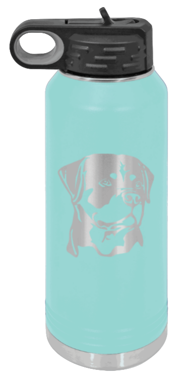 Rottweiler - 32oz Water Bottle Laser Engraved- Teal