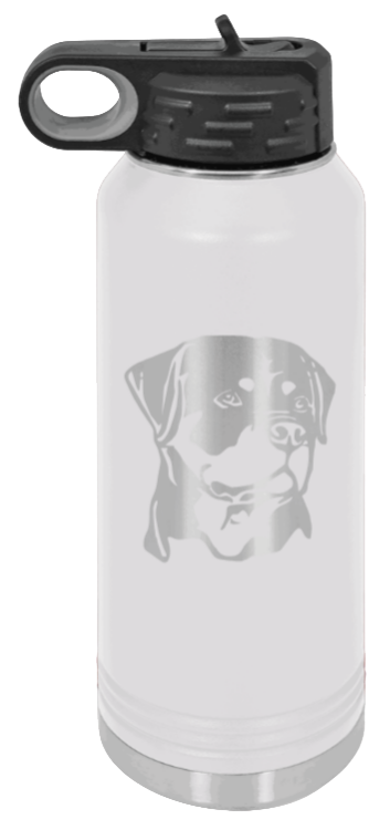 Rottweiler - 32oz Water Bottle Laser Engraved- White
