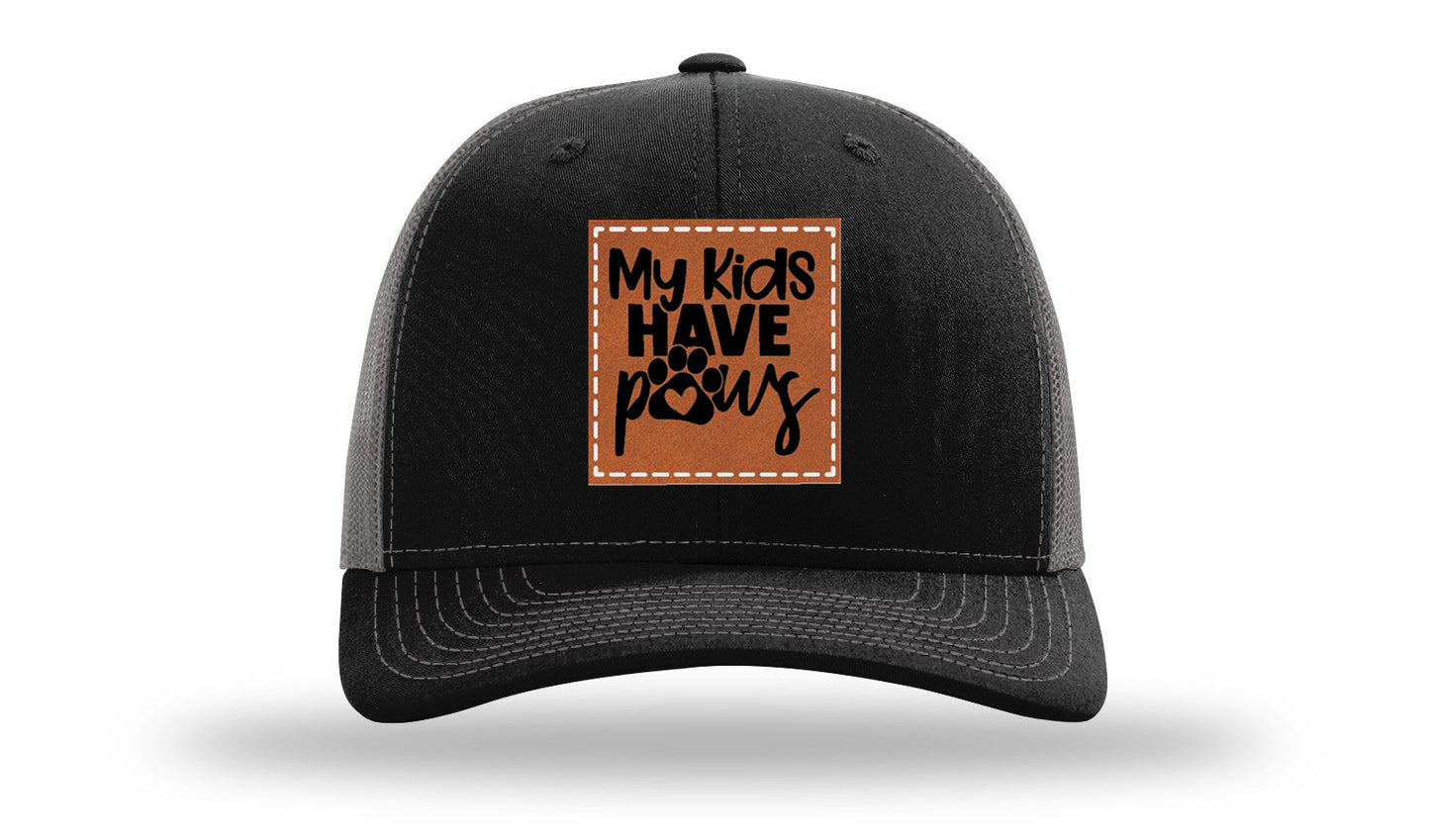 My Kids Have Paws Leather Patch Richardson 112 Hat