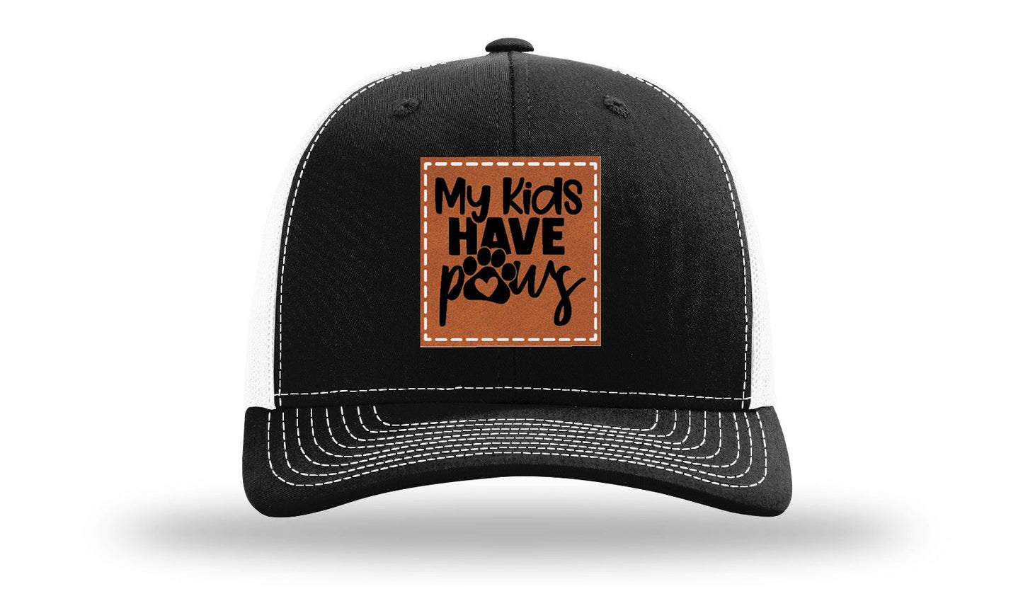 My Kids Have Paws Leather Patch Richardson 112 Hat