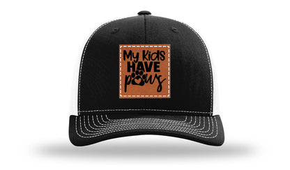 My Kids Have Paws Leather Patch Richardson 112 Hat