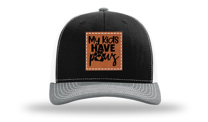 My Kids Have Paws Leather Patch Richardson 112 Hat
