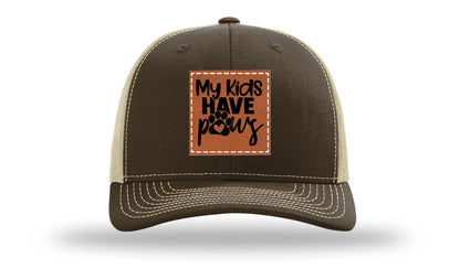 My Kids Have Paws Leather Patch Richardson 112 Hat