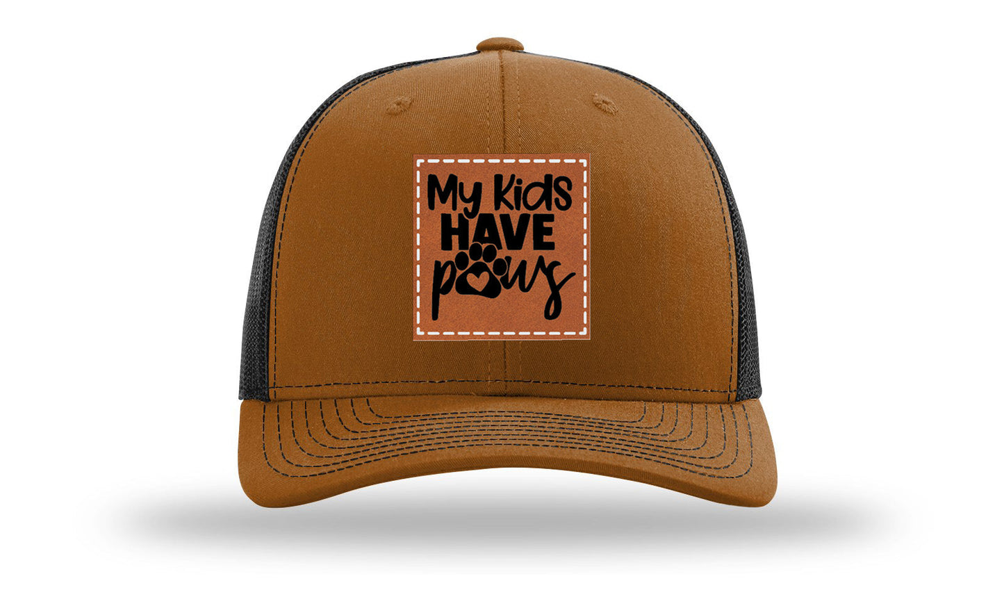 My Kids Have Paws Leather Patch Richardson 112 Hat