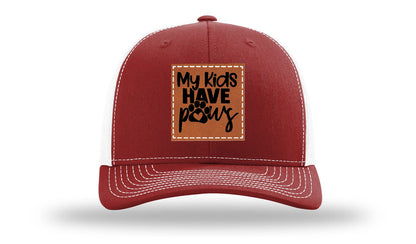 My Kids Have Paws Leather Patch Richardson 112 Hat