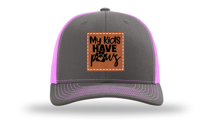My Kids Have Paws Leather Patch Richardson 112 Hat