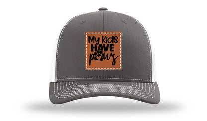 My Kids Have Paws Leather Patch Richardson 112 Hat