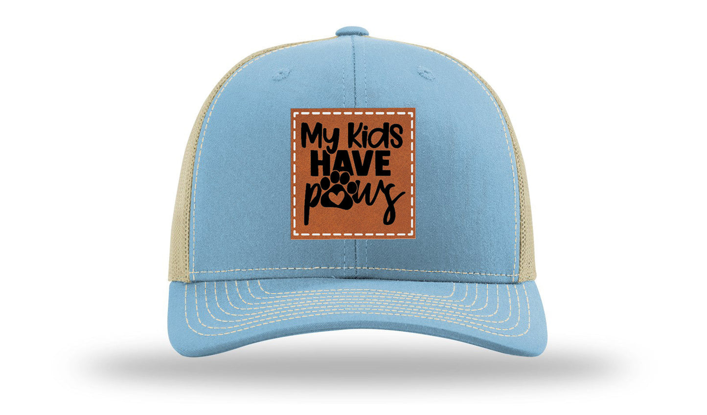 My Kids Have Paws Leather Patch Richardson 112 Hat