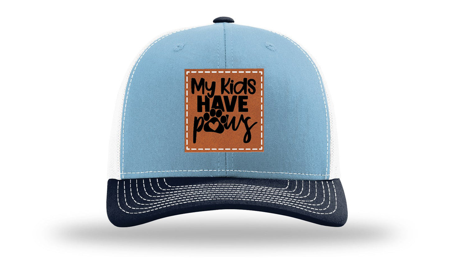 My Kids Have Paws Leather Patch Richardson 112 Hat