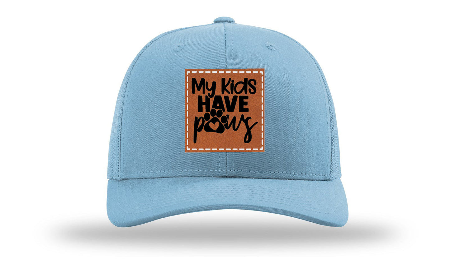 My Kids Have Paws Leather Patch Richardson 112 Hat