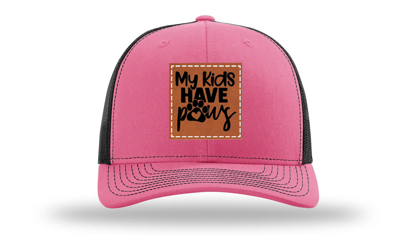 My Kids Have Paws Leather Patch Richardson 112 Hat