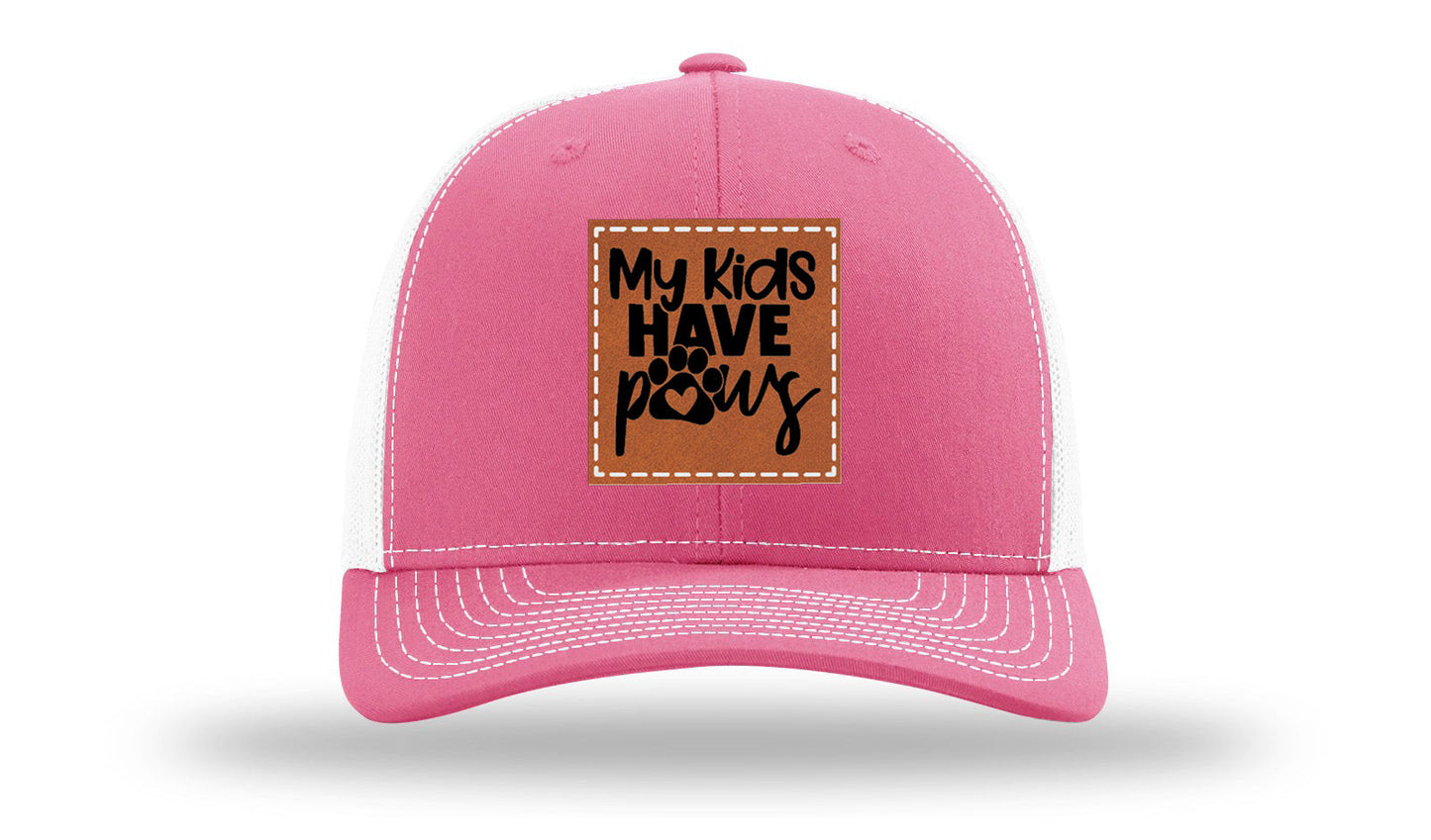 My Kids Have Paws Leather Patch Richardson 112 Hat