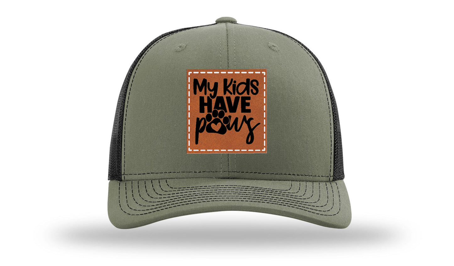 My Kids Have Paws Leather Patch Richardson 112 Hat