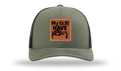 My Kids Have Paws Leather Patch Richardson 112 Hat