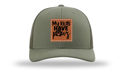 My Kids Have Paws Leather Patch Richardson 112 Hat