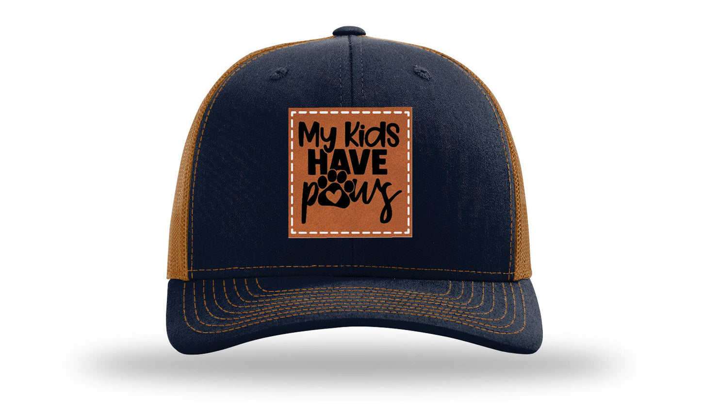 My Kids Have Paws Leather Patch Richardson 112 Hat