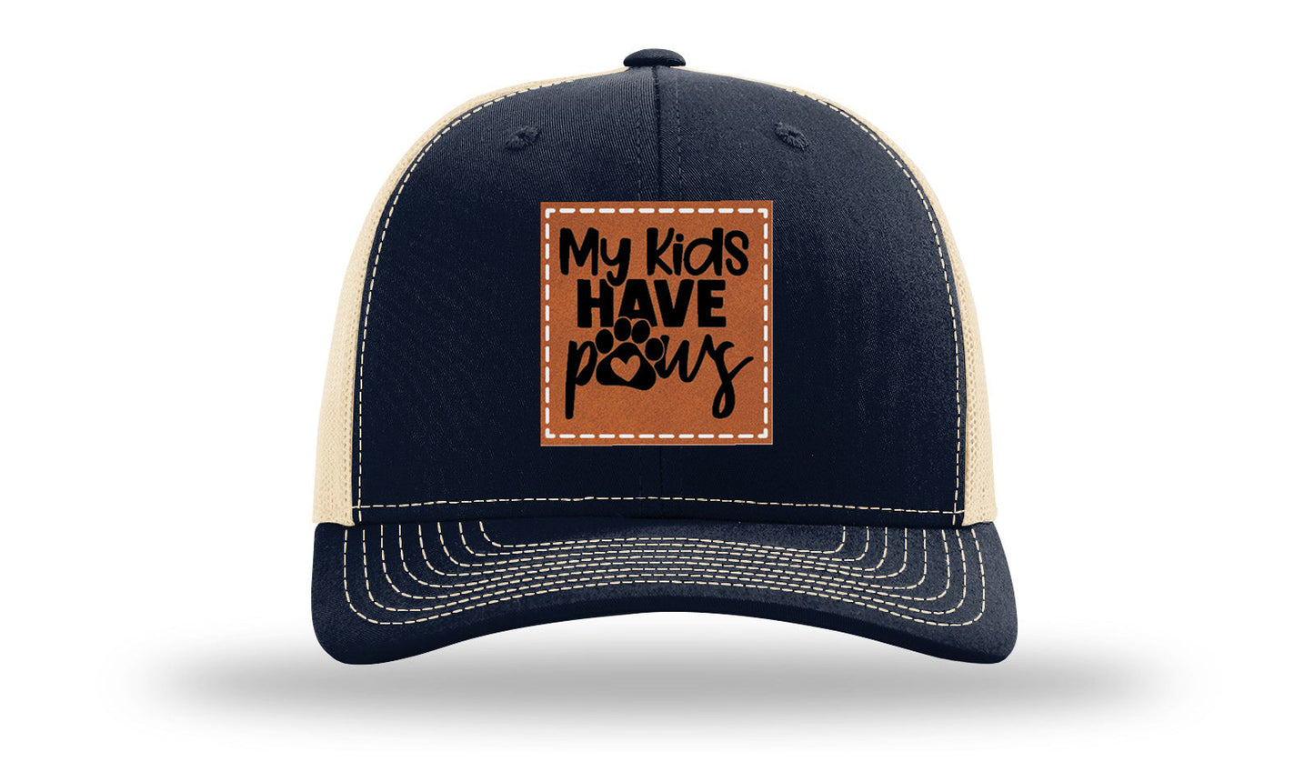 My Kids Have Paws Leather Patch Richardson 112 Hat