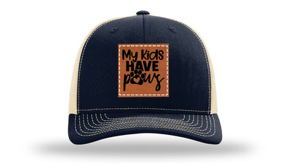 My Kids Have Paws Leather Patch Richardson 112 Hat