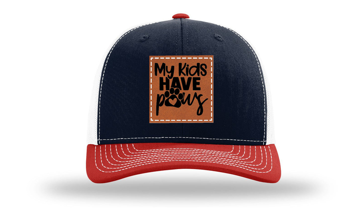 My Kids Have Paws Leather Patch Richardson 112 Hat