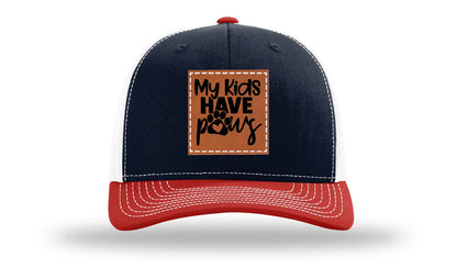 My Kids Have Paws Leather Patch Richardson 112 Hat