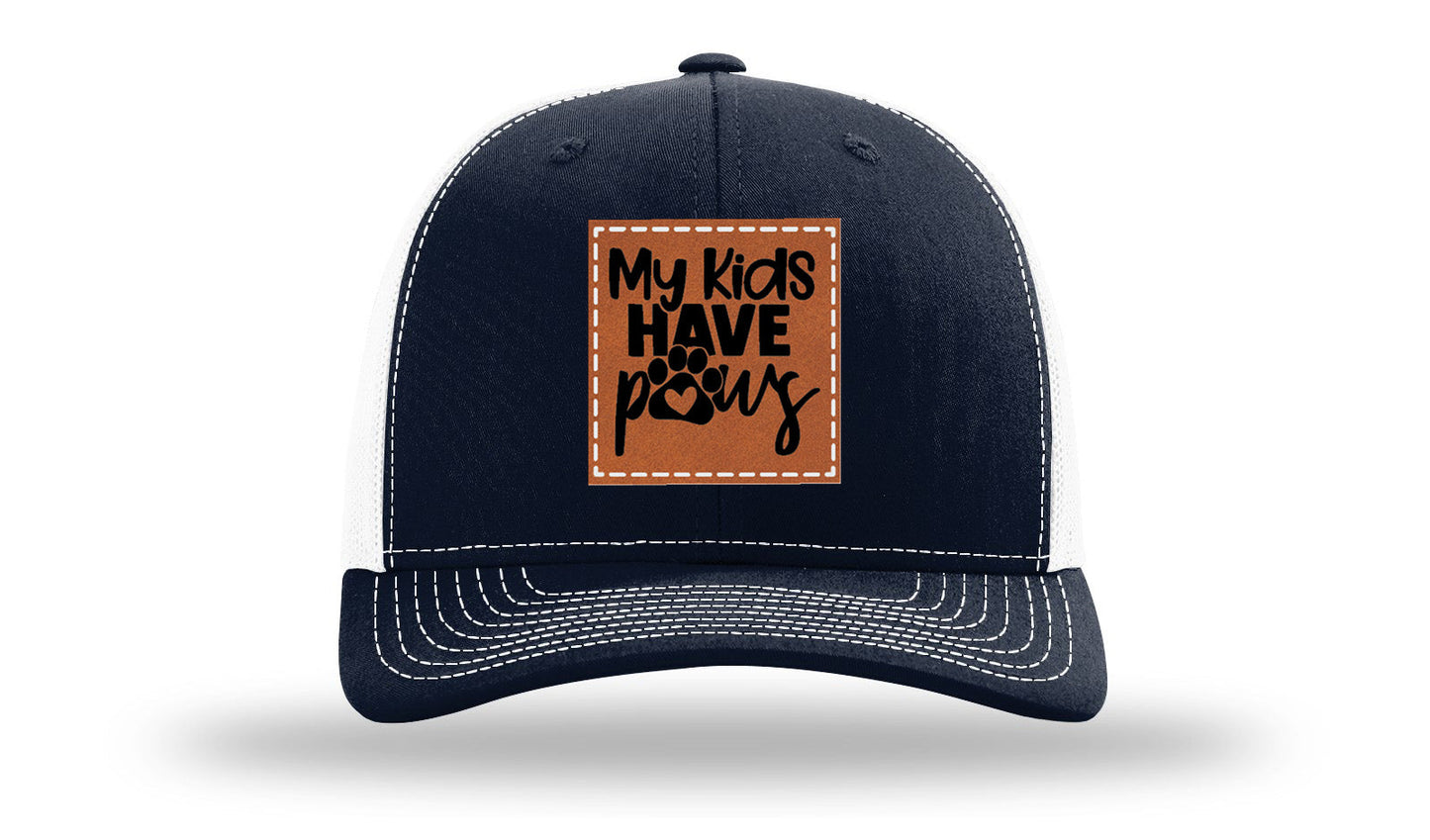 My Kids Have Paws Leather Patch Richardson 112 Hat