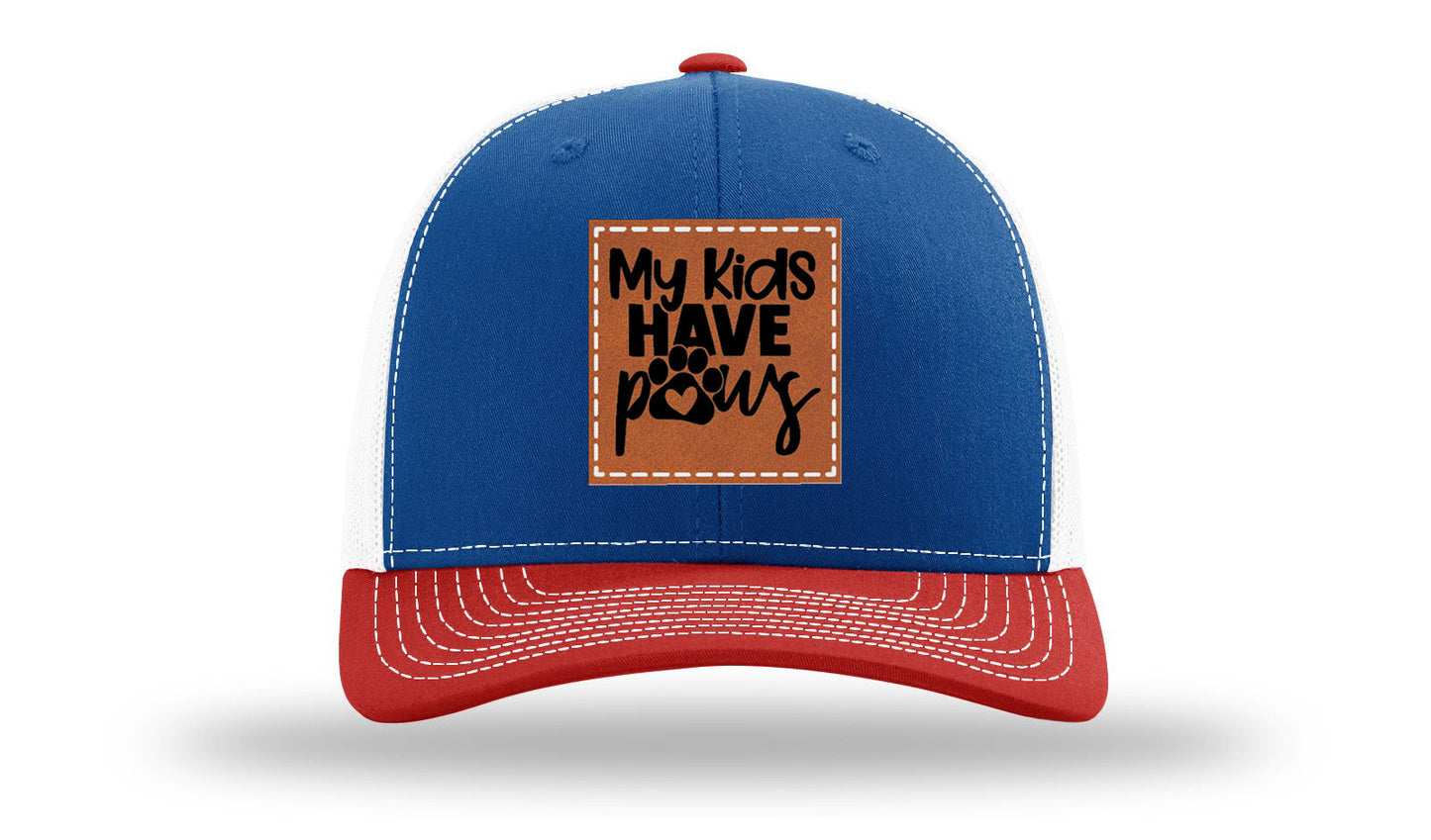 My Kids Have Paws Leather Patch Richardson 112 Hat