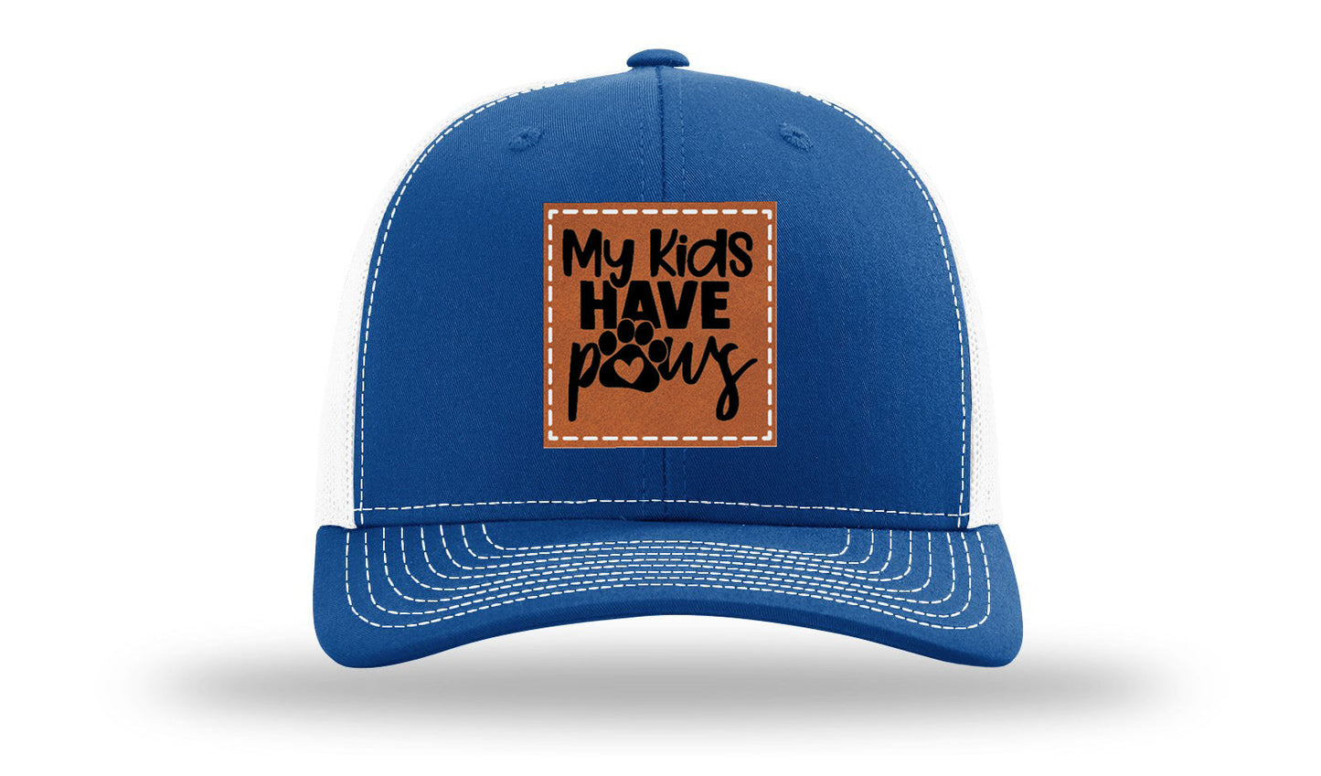 My Kids Have Paws Leather Patch Richardson 112 Hat