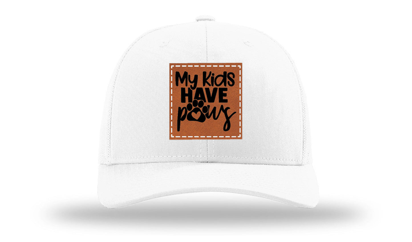 My Kids Have Paws Leather Patch Richardson 112 Hat
