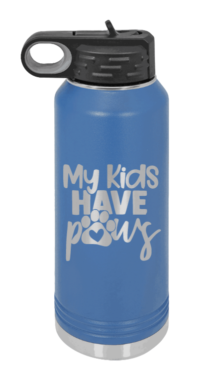 My Kids Have Paws - 32oz Water Bottle Laser Engraved- Royal Blue