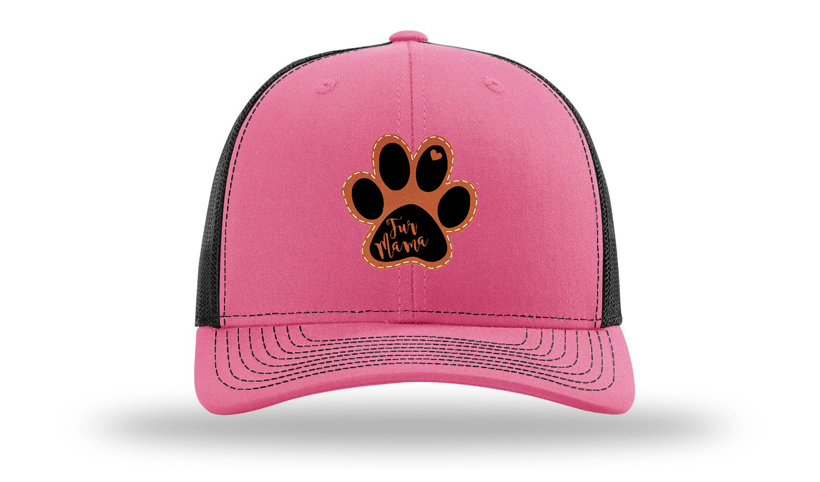 Fur Mama Leather Patch Richardson 112 Hat-Hot Pink / Black
