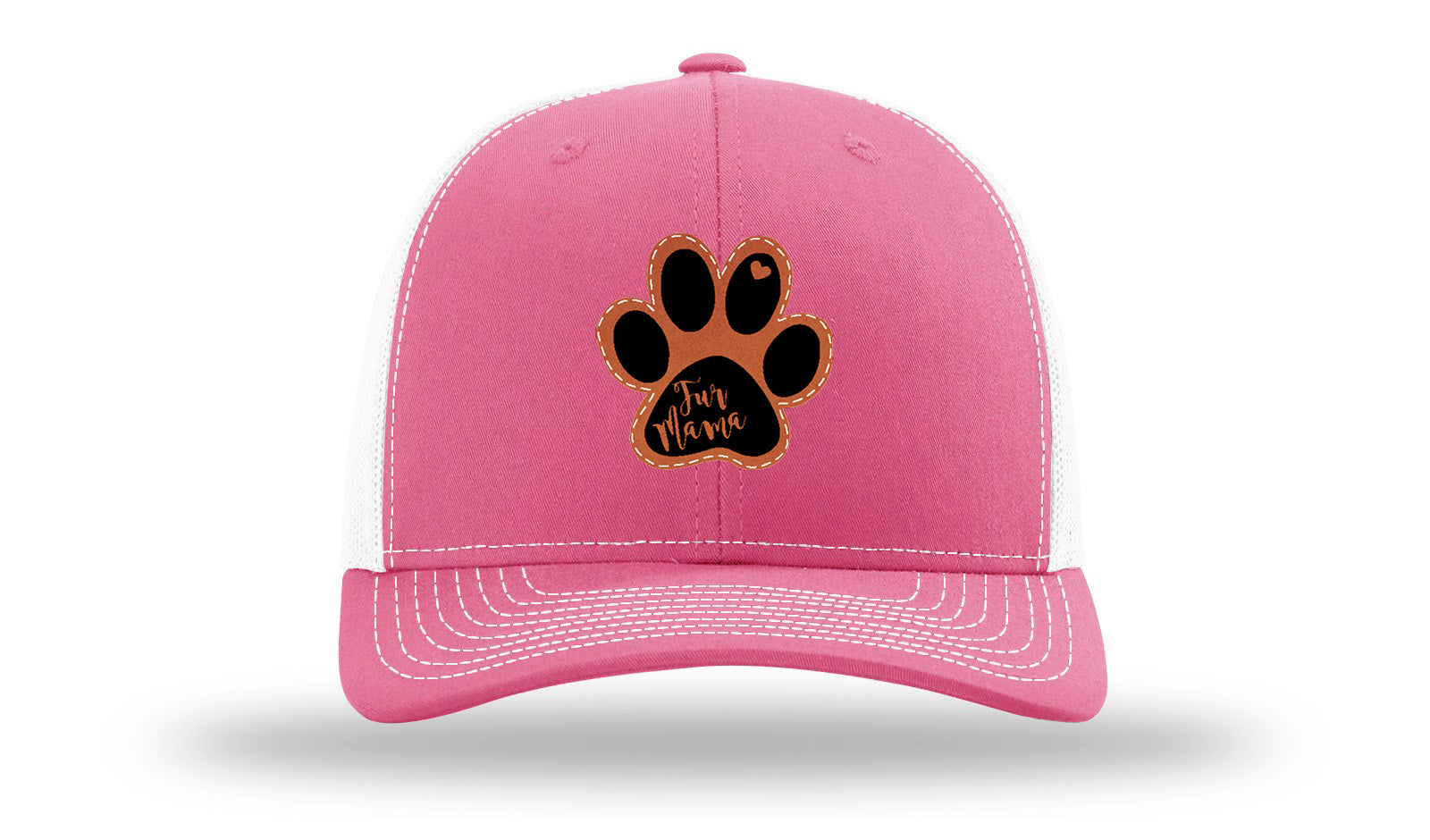 Fur Mama Leather Patch Richardson 112 Hat-Hot Pink / White