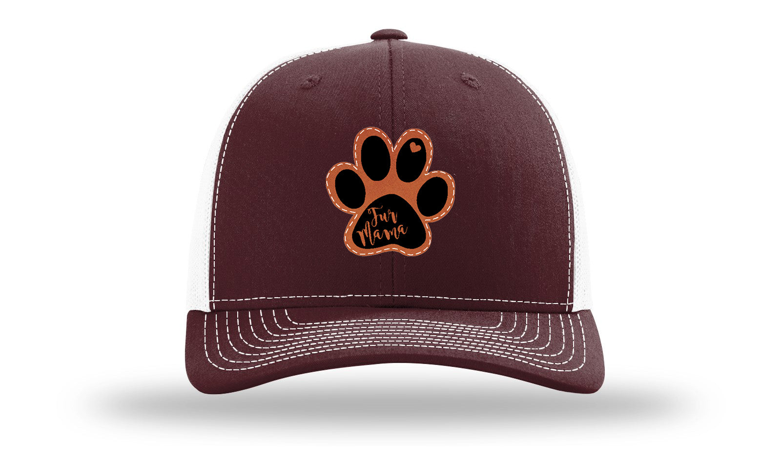 Fur Mama Leather Patch Richardson 112 Hat-Maroon / White