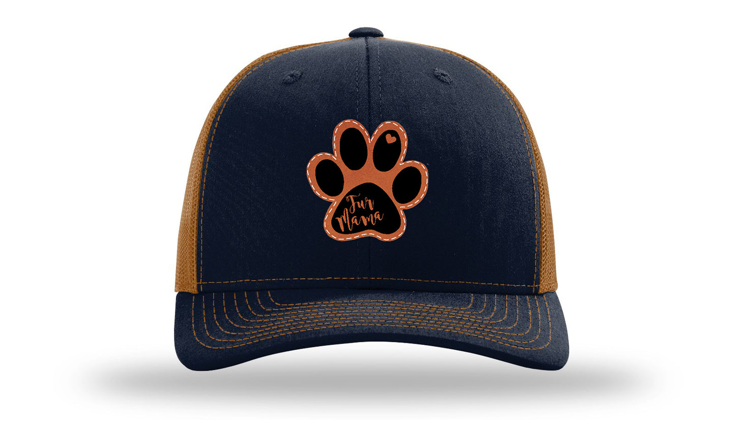 Fur Mama Leather Patch Richardson 112 Hat-Navy / Caramel