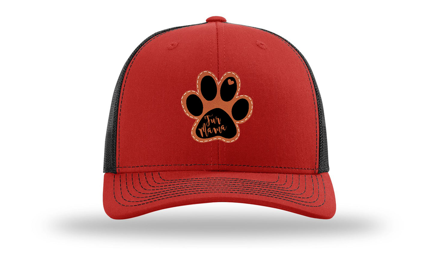 Fur Mama Leather Patch Richardson 112 Hat-Red / Black