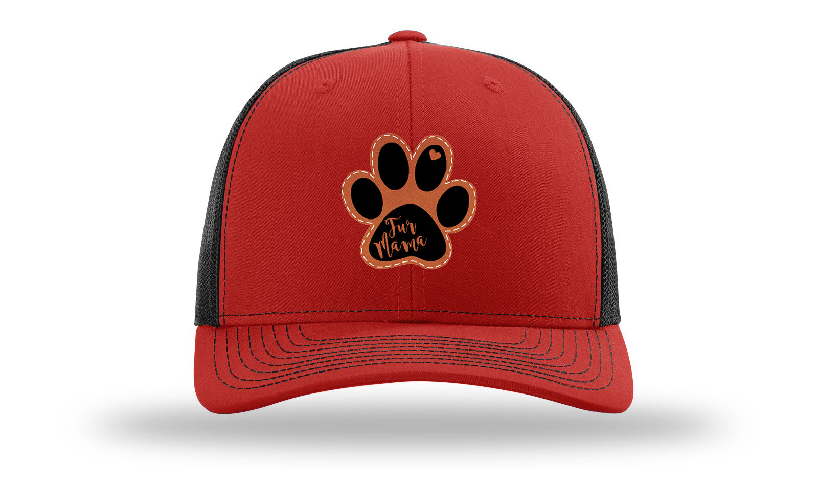 Fur Mama Leather Patch Richardson 112 Hat-Red / Black