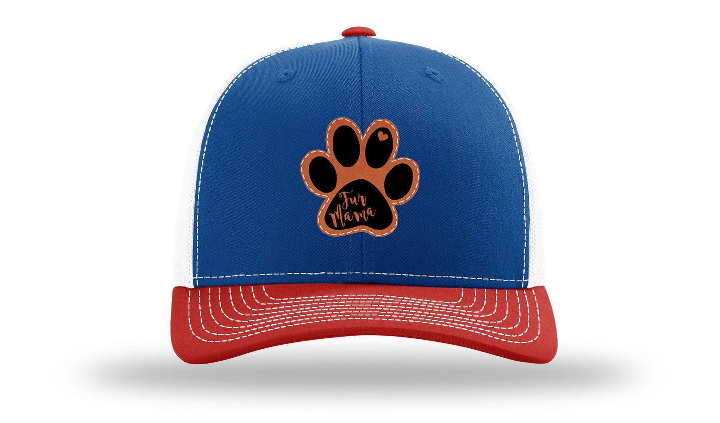 Fur Mama Leather Patch Richardson 112 Hat-Royal / White / Red