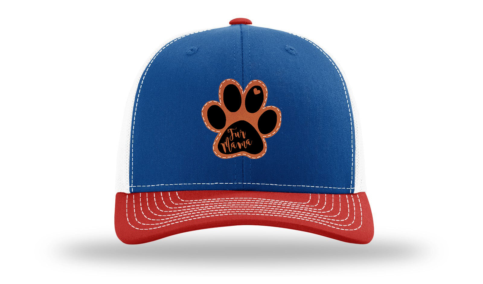 Fur Mama Leather Patch Richardson 112 Hat-Royal / White / Red