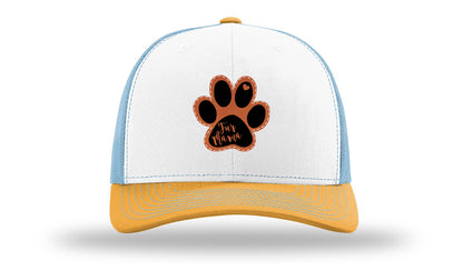 Fur Mama Leather Patch Richardson 112 Hat-White / Columbia Blue / Yellow