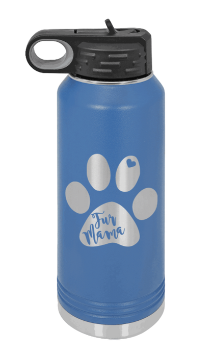 Fur Mama - 32oz Water Bottle Laser Engraved- Royal Blue