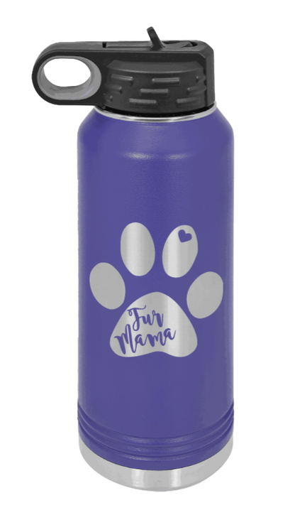 Fur Mama - 32oz Water Bottle Laser Engraved- Purple